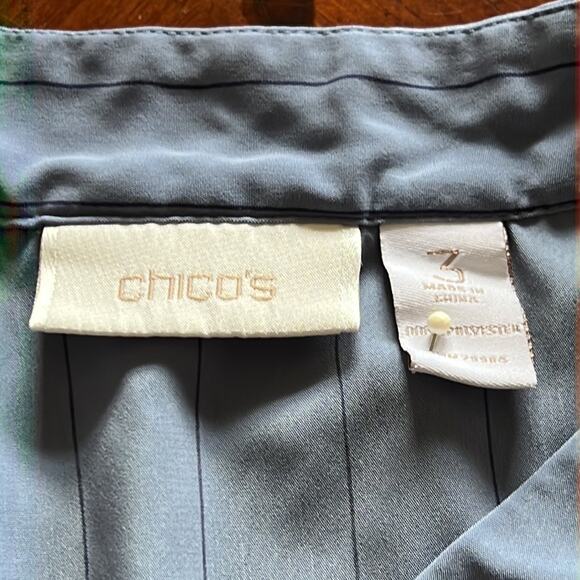Chico’s 3 Blue Striped Silky Blouse - Picture 5 of 8